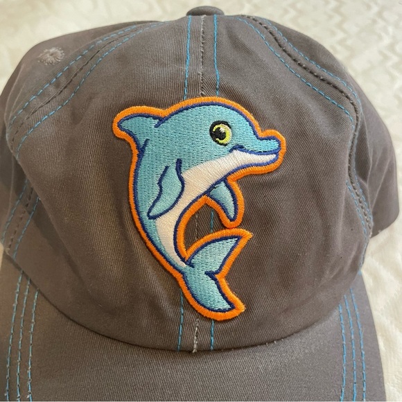 NWT Seaworld Gray Dolphin Cap Toddler Hat Blue Embroidered Summer Travel Ocean - Picture 2 of 7